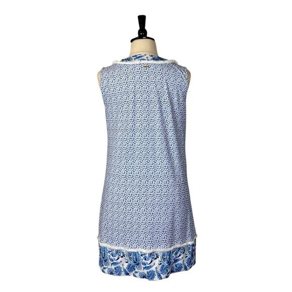 Cabana Life Shirt Dress V-neck Sleeveless Blue White Floral Women’s Plus Size 1X - Picture 6 of 12